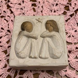 2003 Demdaco Willow Tree Friendship Jewelry Trinket Box by Susan Lordi 3” Square